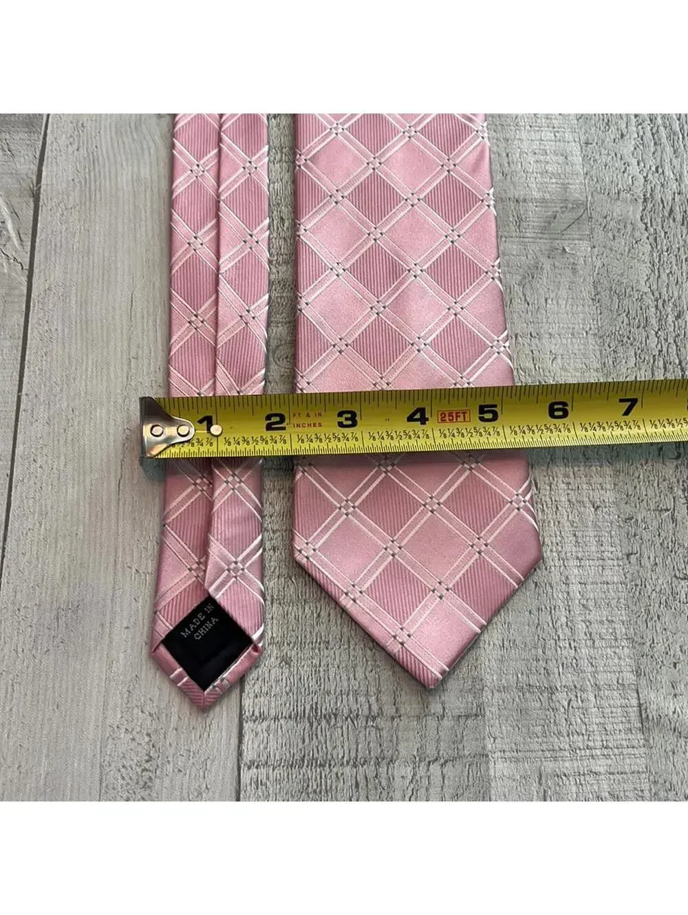 ARROW Men's 100% Silk Pink Plaid Checkered Necktie Tie USA